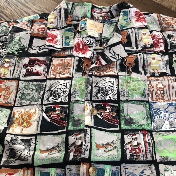 Kahala boys vintage Christmas Hawaiian button shirt M - Picture 4 of 9